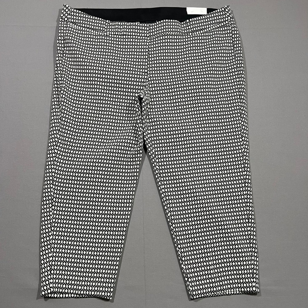 Lane Bryant Pants‎ The Allie Skinny Ankle Geometric Black White Women's 26P NWT